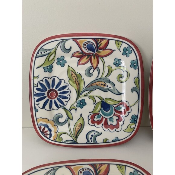 Better Homes and Gardens 4 Melamine Salad Desert Plates Square 8.25” - Picture 3 of 12